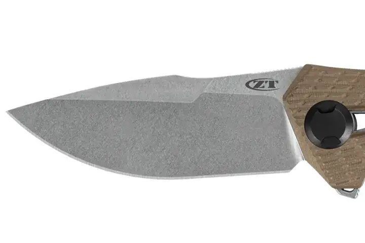 Stonewashed Finish blade. Described under heading Stonewashed Finish.